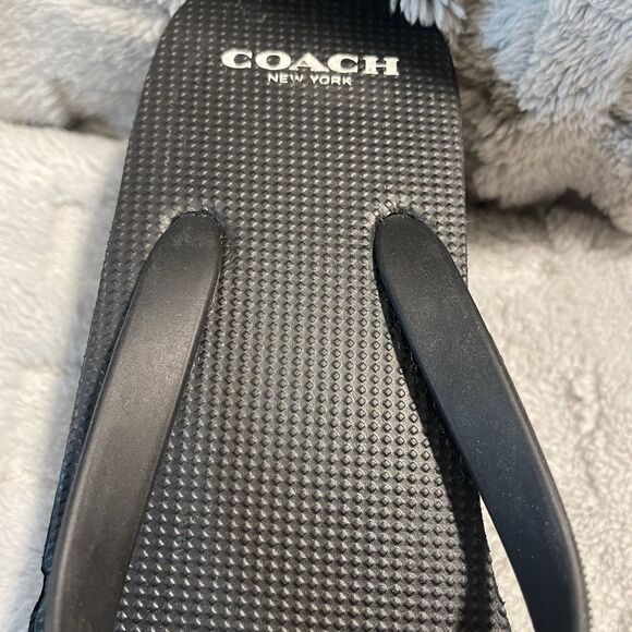 Coach Loralyn Black Wedge Thong Slip On Sandals Flip Flops Rubber Sz US 9B - Picture 6 of 16
